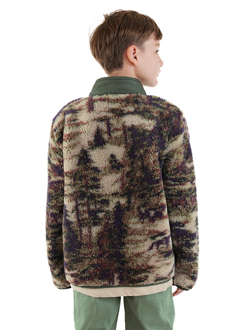 Denokids Khaki Boy Plush Coat - Image 2